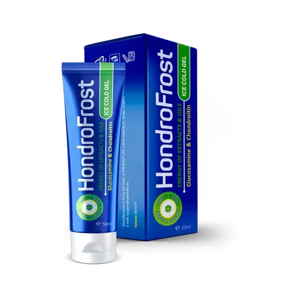 Tubo y caja de HondroFrost, gel natural para aliviar el dolor de articulaciones y músculos