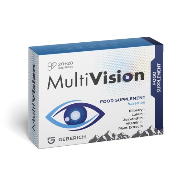 MultiVision Nahrungsergänzungsmittel für die Unterstützung der Sehkraft mit Pflanzenextrakten und Vitaminen
