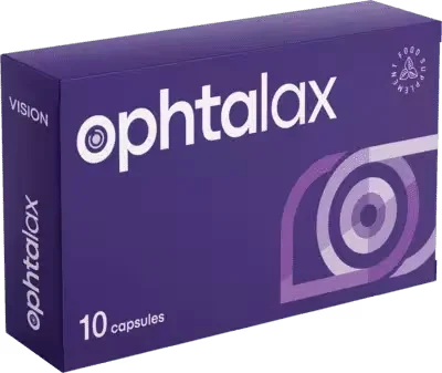 Caja de Ophtalax, suplemento para apoyar la salud visual 10 cápsulas